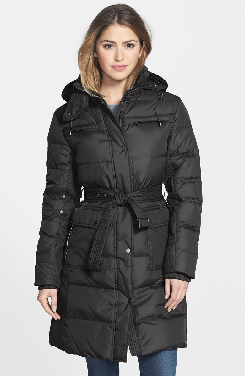 Larry Levine Down & Feather Fill Coat with Detachable Hood | Nordstrom