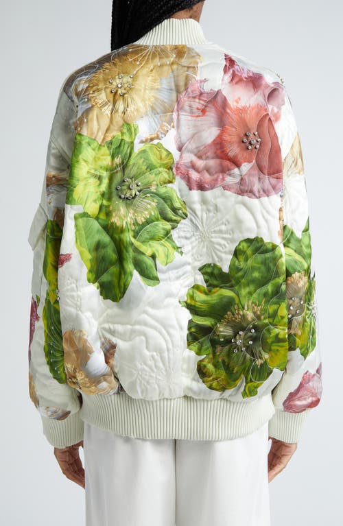 Shop Stine Goya Norea Floral Rhinestone Detail Quilted Jacket In Poppies Bloom