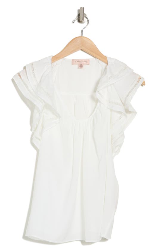 Shop Muse Flutter Sleeve Top In Ivory