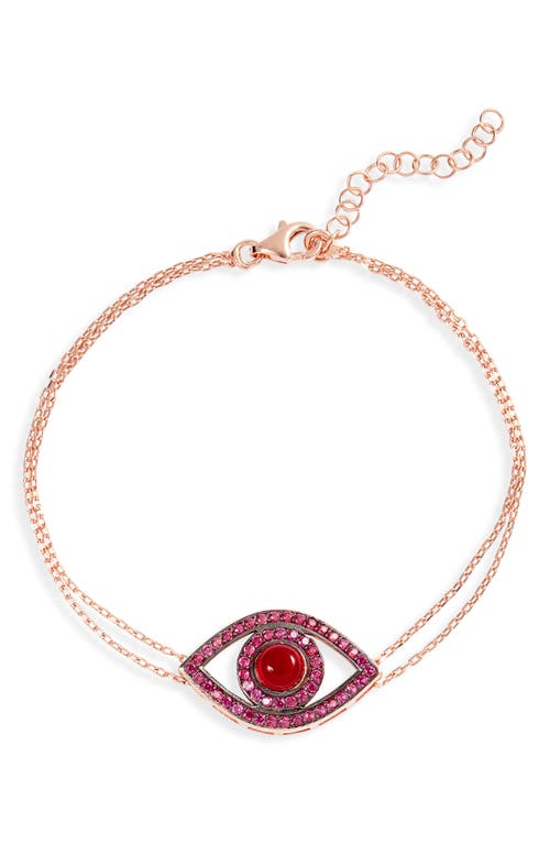 Shop Shymi Eye Evil Pendant Bracelet In Gold/pink