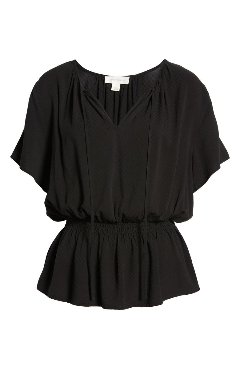 Treasure & Bond Shirred Split Neck Blouse, Alternate, color, 