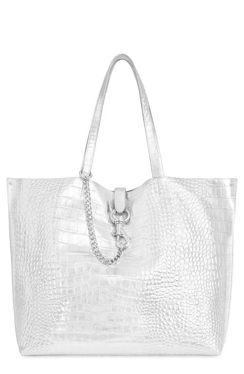 Rebecca Minkoff Large Megan Soft Embossed Leather Tote in Argento