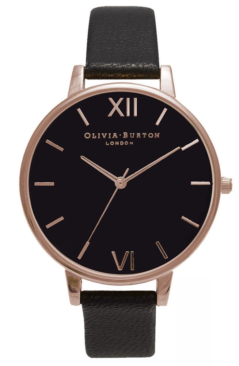 Olivia Burton Big Dial Leather Strap Watch, 38mm | Nordstrom
