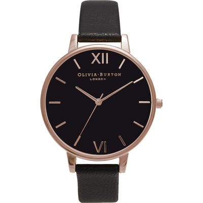 Olivia Burton Big Dial Leather Strap Watch,