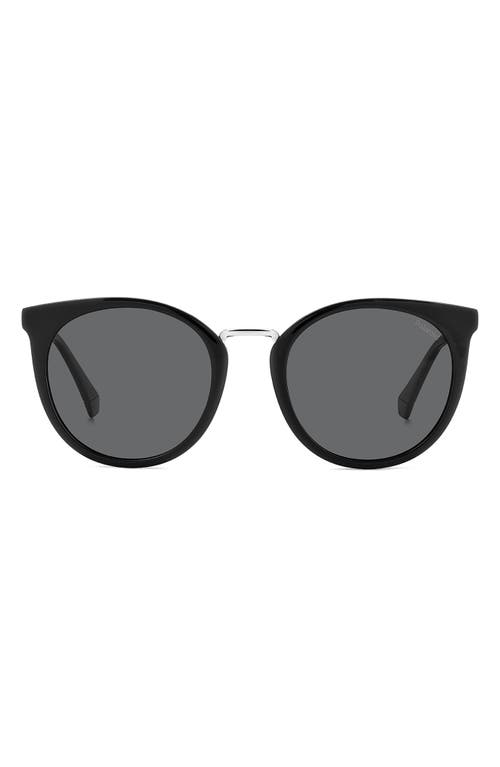 Shop Polaroid 53mm Polarized Round Sunglasses In Black/gray Polar