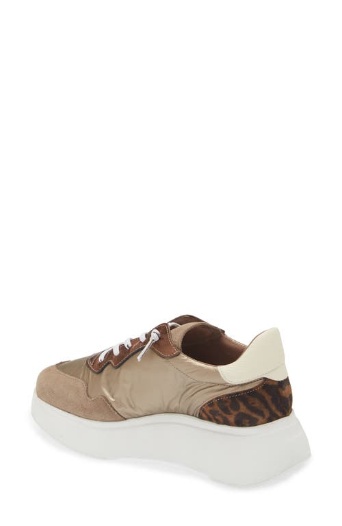 Shop Wonders Platform Sneaker In Taupe/gold/leo Combo