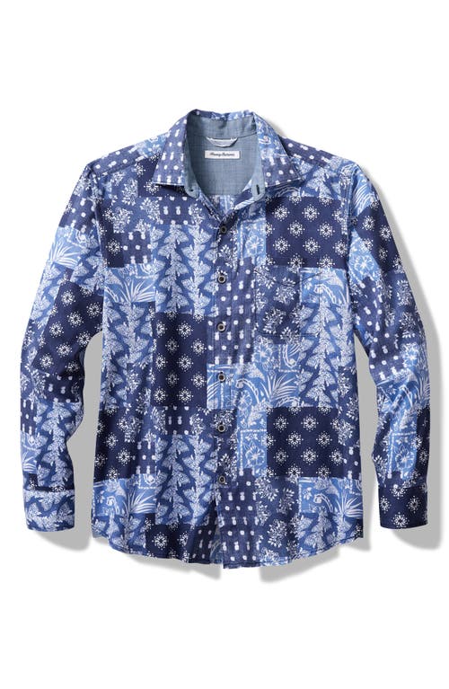 Tommy Bahama Tortola Bandana Blues Mixed Print Short Sleeve Button-Up Shirt Blue Jean at Nordstrom,
