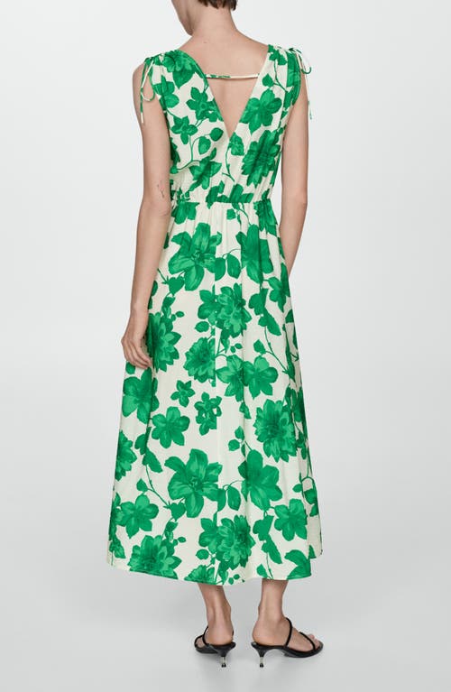 Shop Mango Floral Sleeveless Maxi Dress In Green