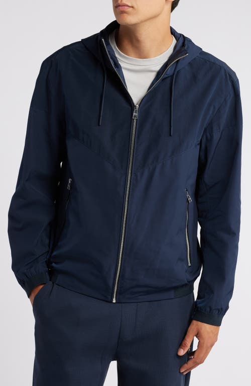 Shop Hugo Boss Boss Cireno Hooded Jacket In Dark Blue