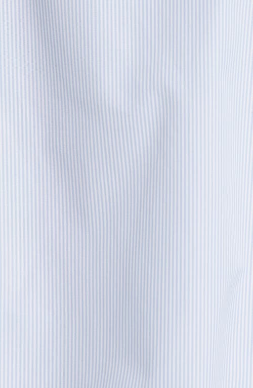 Zegna Trofeo Microstripe Comfort Fit Overshirt In White/light Blue