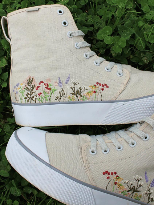 Bangs Shoes Wildflower Wanderer Platform High Tops In Light Grey