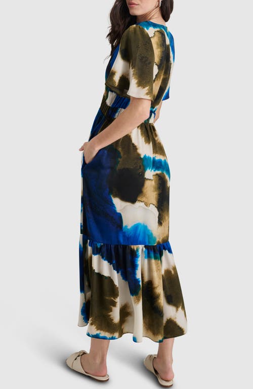 Dkny Print V-neck Maxi Dress In Exploded Ink Swirl
