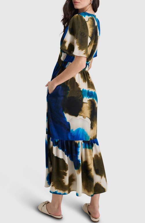 Shop Dkny Print V-neck Maxi Dress In Exploded Ink Swirl