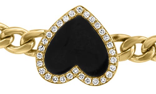 Shop Effy 14k Gold Onyx & Diamond Station Chain Bracelet In Yellow Gold/black