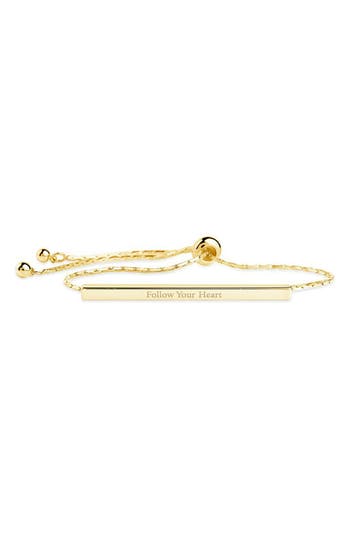 Sterling Forever 14k Gold Plated Inspirational Bar Slider Bracelet In Gold - Follow Your Heart