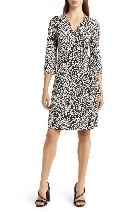 Dvf New Julian Two Silk Jersey Wrap Dress In Love Stems Small Black