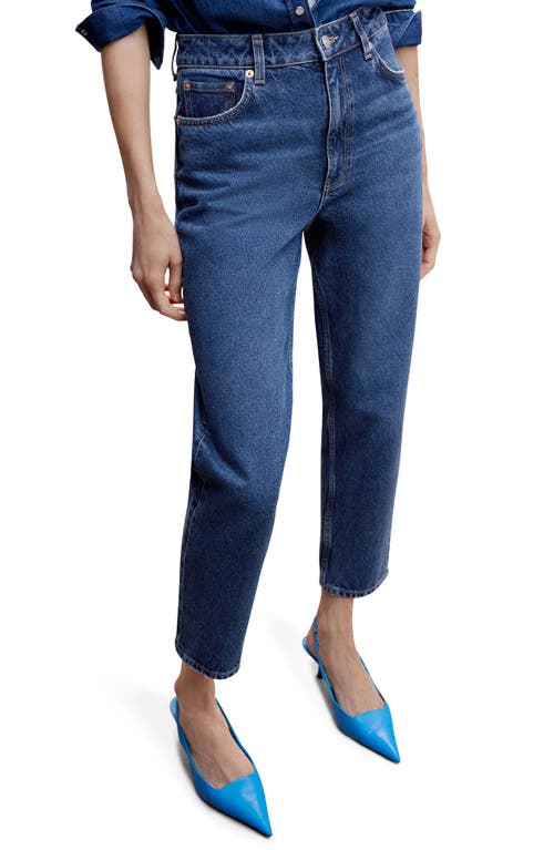 MANGO High Waist Nonstretch Denim Mom Jeans in Open Blue