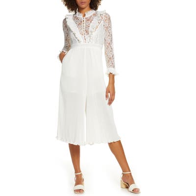 French Connection Calandre Vintage Lace Ruffle Jumpsuit, White