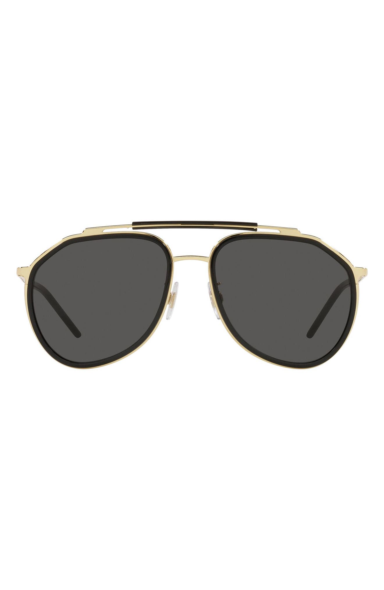Dolce & Gabbana 57mm Aviator Sunglasses in Gold/Black/Dark Grey at Nordstrom