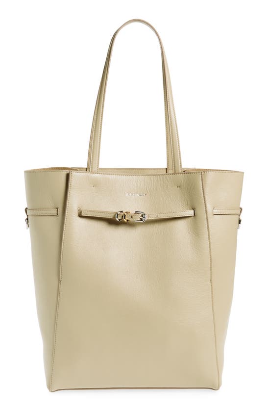Shop Givenchy Medium Voyou Belted Leather Tote In Natural Beige