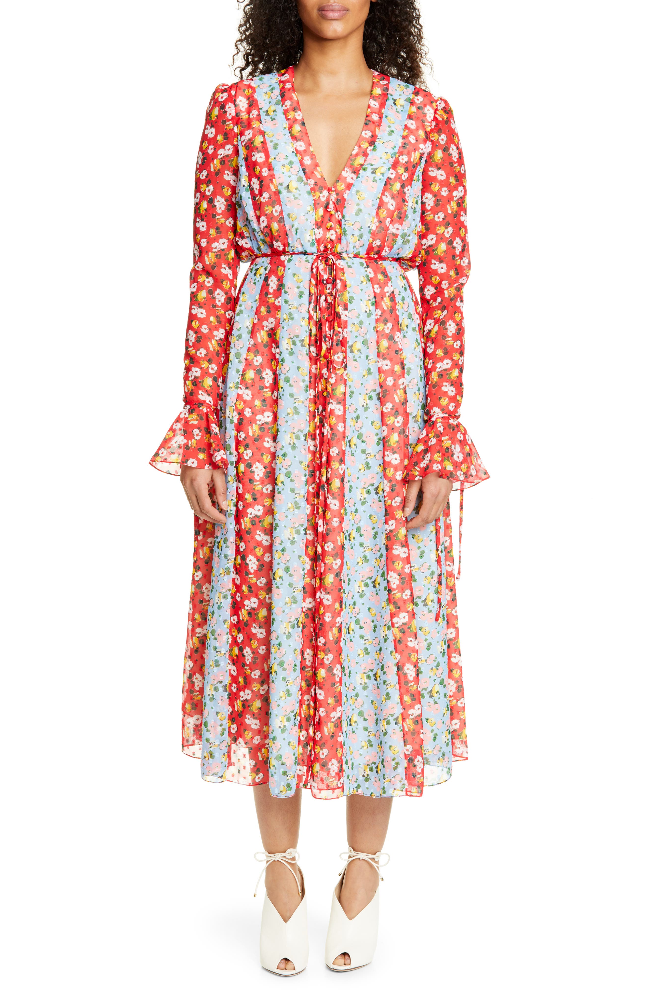 Carolina Herrera Long Sleeve Midi Dress, Red