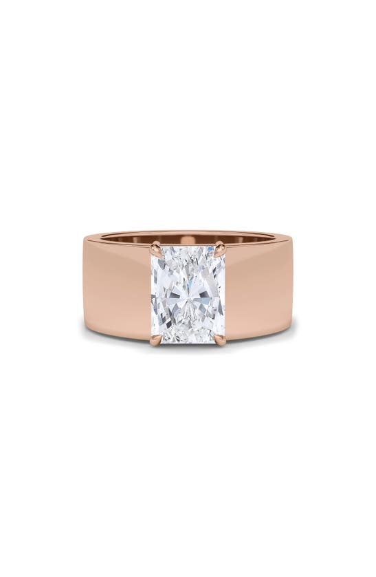 Hautecarat Radiant Cut Lab Created Diamond Band Ring In 18k Rose Gold