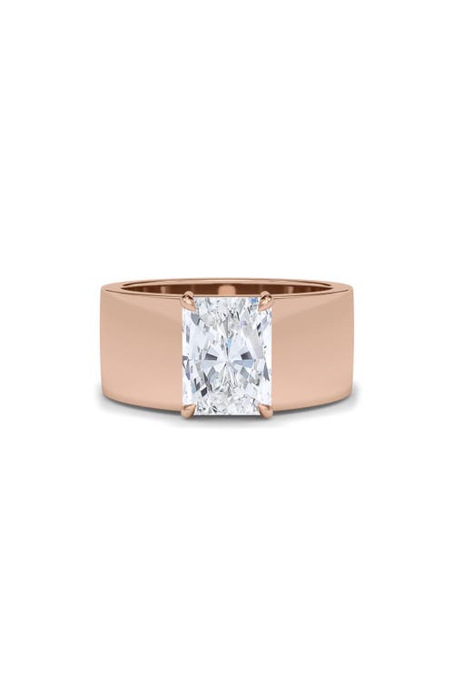 Shop Hautecarat Radiant Cut Cigar Lab Created Diamond Ring In 2.00ctw 18k Rose Gold