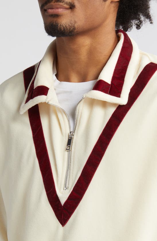 Shop Falling Forward Cricket Fleece Half Zip Pullover In Cream