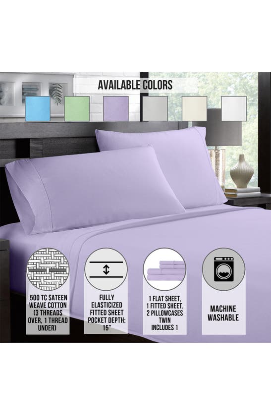 Ella Jayne Home Stone Cotton Sateen 500 Thread Count Sheet Set In Lilac