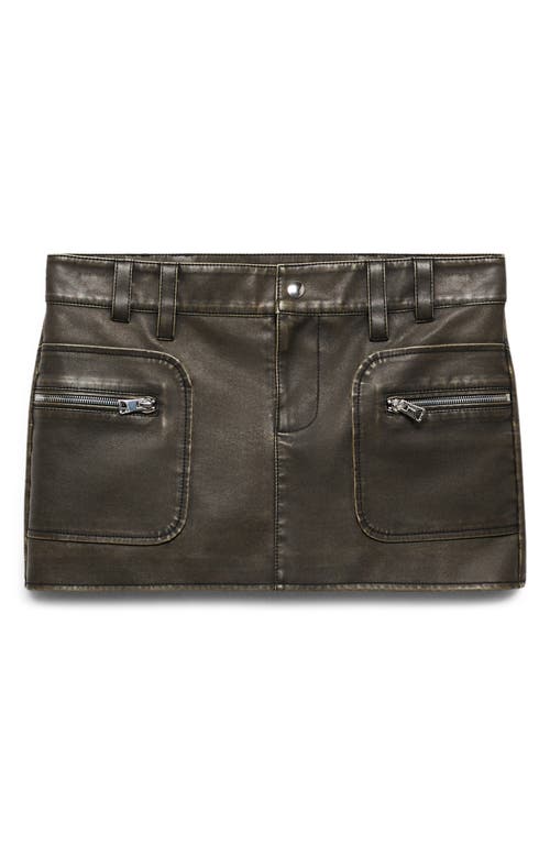 MANGO Zip Pocket Faux Leather Miniskirt Black at Nordstrom,