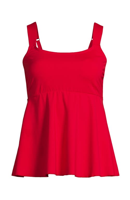 Lands' End Adjustable Scoop Neck Flutter Tankini Top In Strawberry
