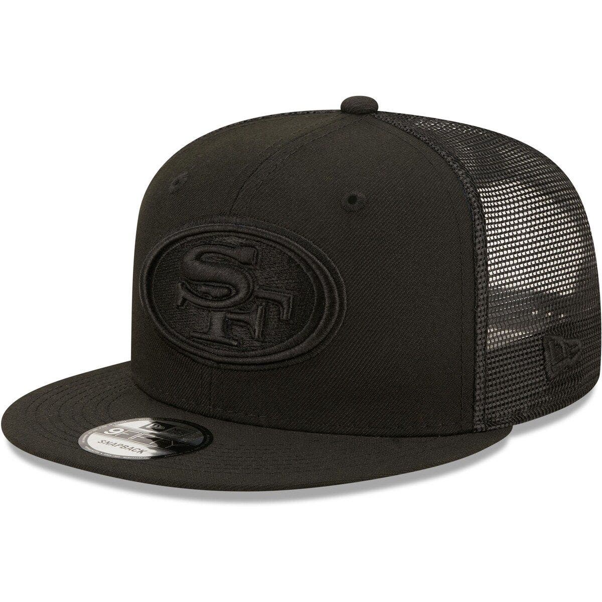 49ers black bar trucker hat