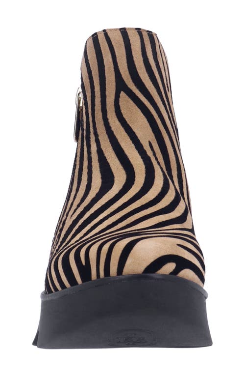 L'amour Des Pieds Hally Platform Wedge Bootie In Tan/black