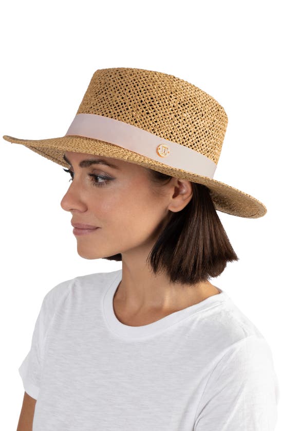 Bruno Magli Open Weave Ribbon Band Fedora Hat In Brown ModeSens