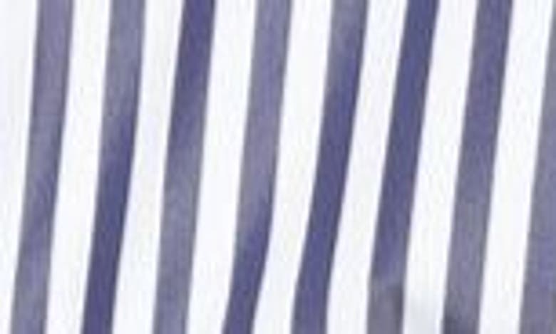 Shop Sacai Stripe Cotton Blend Poplin & Chiffon Dress In Navy Stripe X Navy