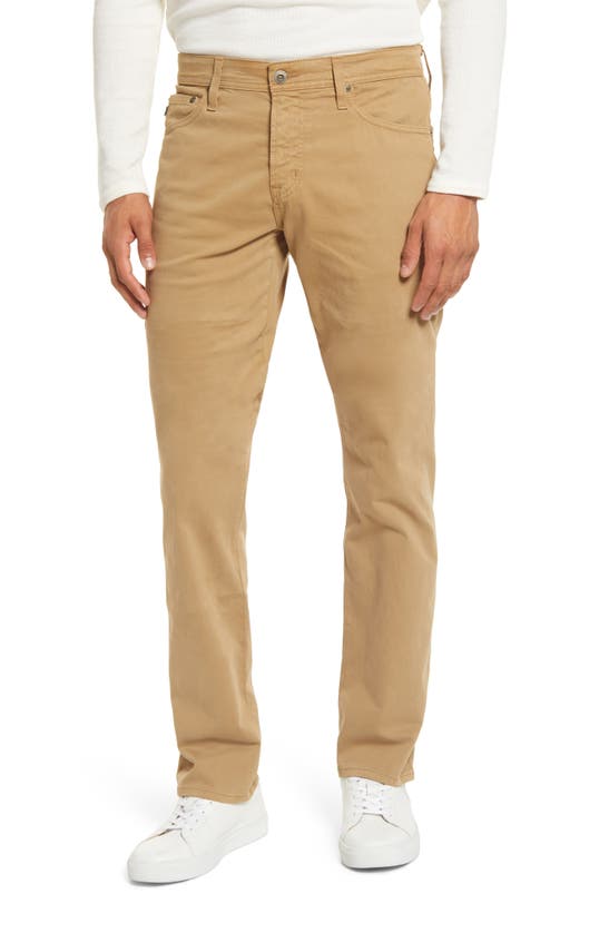 AG EVERETT SUEDED STRETCH SATEEN STRAIGHT FIT PANTS