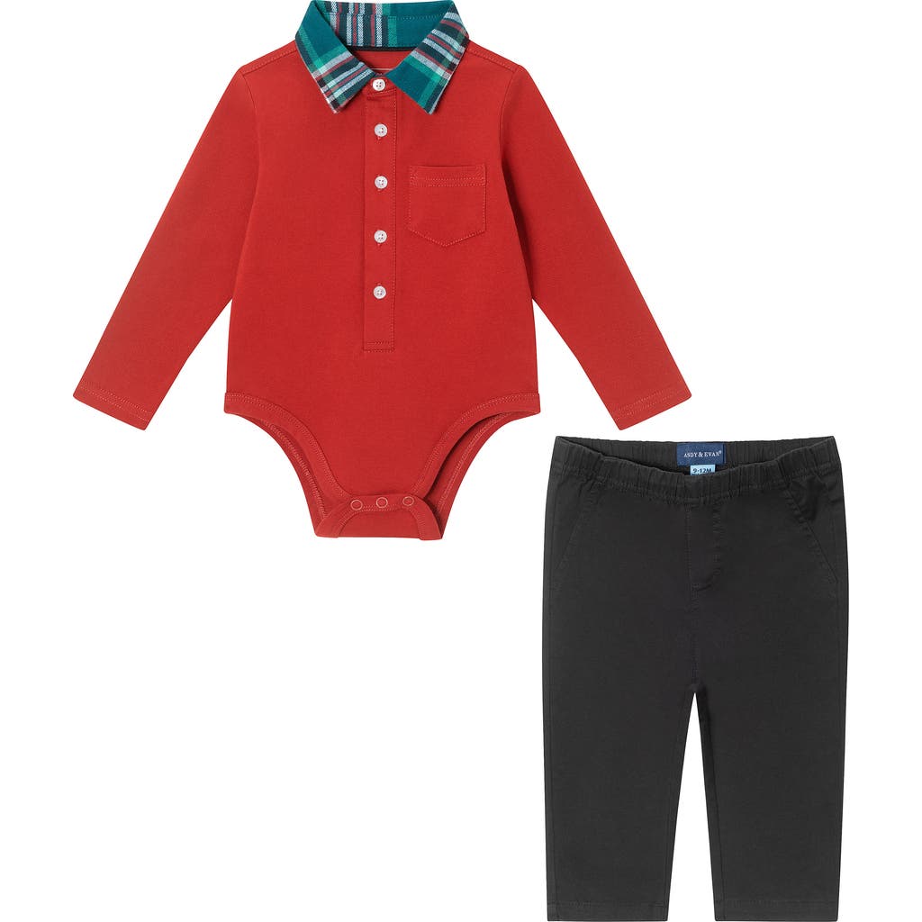 ANDY & EVAN ANDY & EVAN BUTTON-UP BODYSUIT & PANTS SET