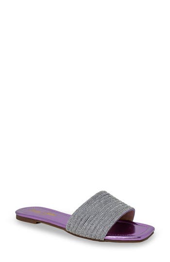 Shop Chase & Chloe Chase And Chloe Rhinestone Slide Sandal In Purple Metallic