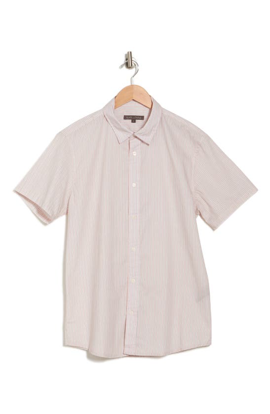 Slate & Stone Stripe Print Short Sleeve Shirt In Pink White Stripe