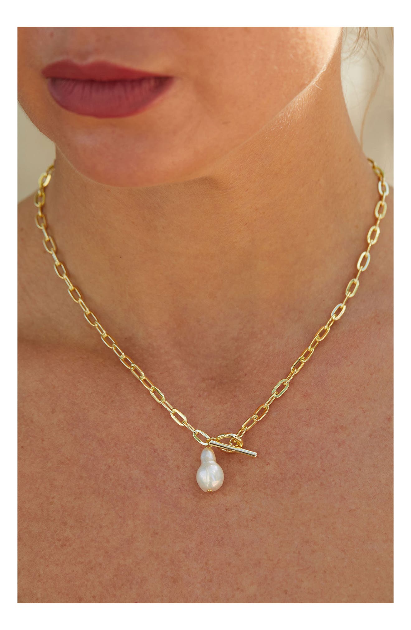 Savvy Cie Jewels Vermeil Baroque Pearl Toggle - Yellow