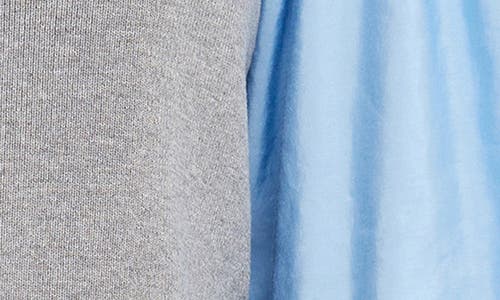 Shop English Factory Layered Mixed Media Top In Heather Grey/blue