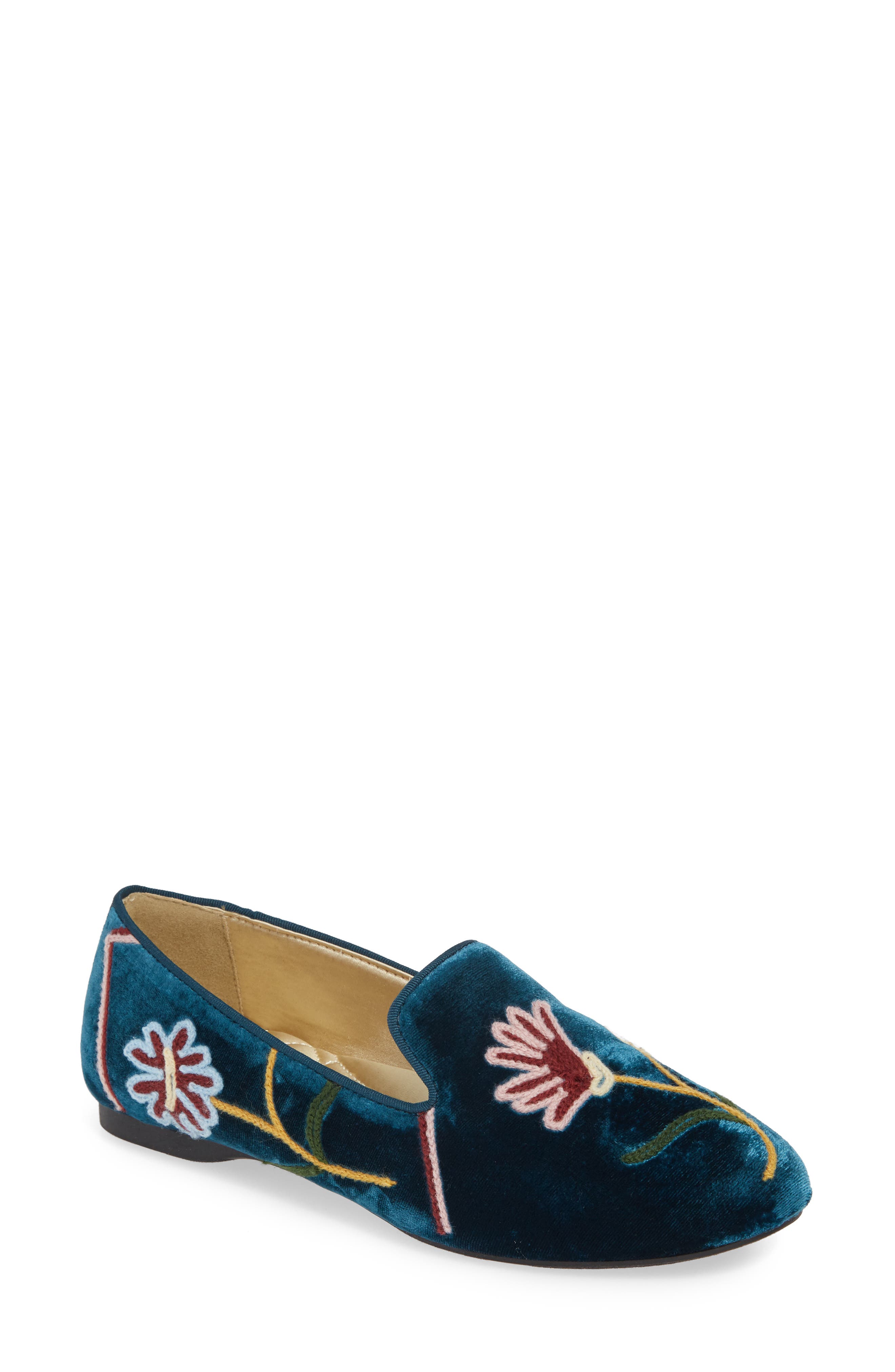 Birdies Starling Embroidered Flat- Blue