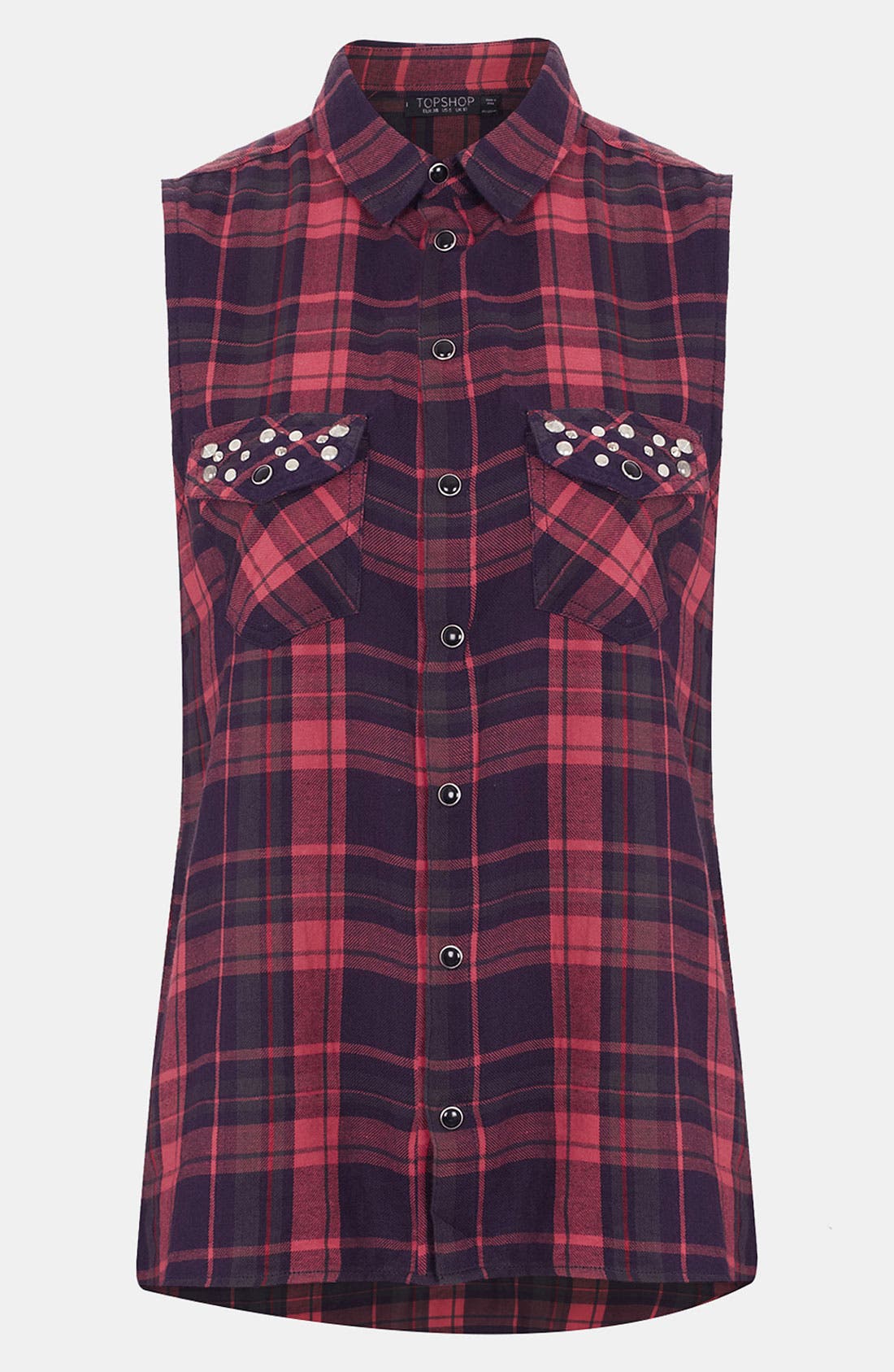 'Dakota' Stud Pocket Sleeveless Plaid Shirt Nordstrom