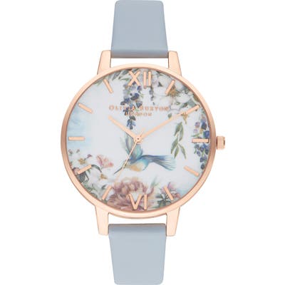 Olivia Burton Painterly Prints Faux Leather Strap Watch,
