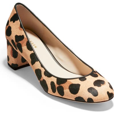 Cole Haan Lesli Genuine Calf Hair Block Heel Pump, Beige