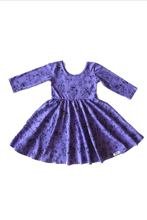 Worthy Threads Kids'  Printed Twirly Dress In Robots