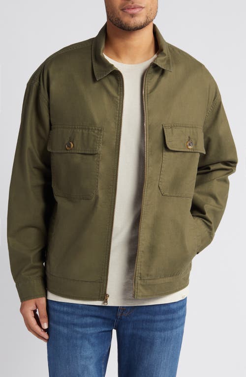 Utility Cotton Twill Bomber Jacket in Olive Night