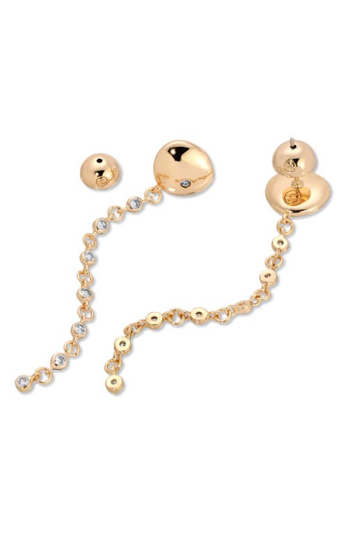 Ettika Polished Pebble Linear Crystal Chain Drop Earrings In Gold