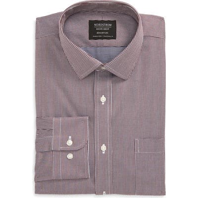 Nordstrom Shop Smartcare(TM) Trim Fit Houndstooth Dress Shirt, Burgundy