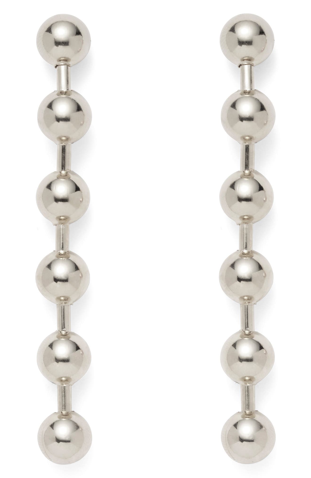 Lady Grey Ball Chain Linear Drop Earrings in Silver Cover